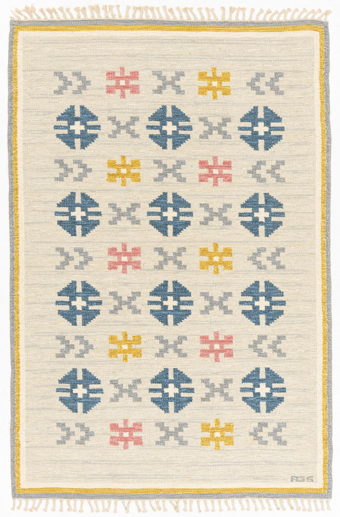 Anna-Greta Sjöqvist, a rug, flat weave, c 220 x 148 cm, signed AGS.