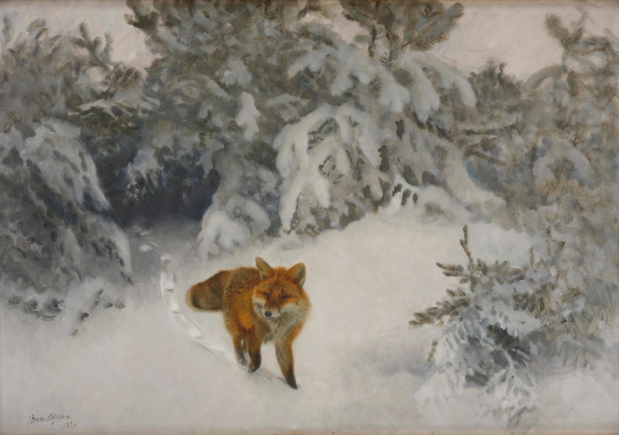 Bruno Liljefors, Fox in a winter landscape.