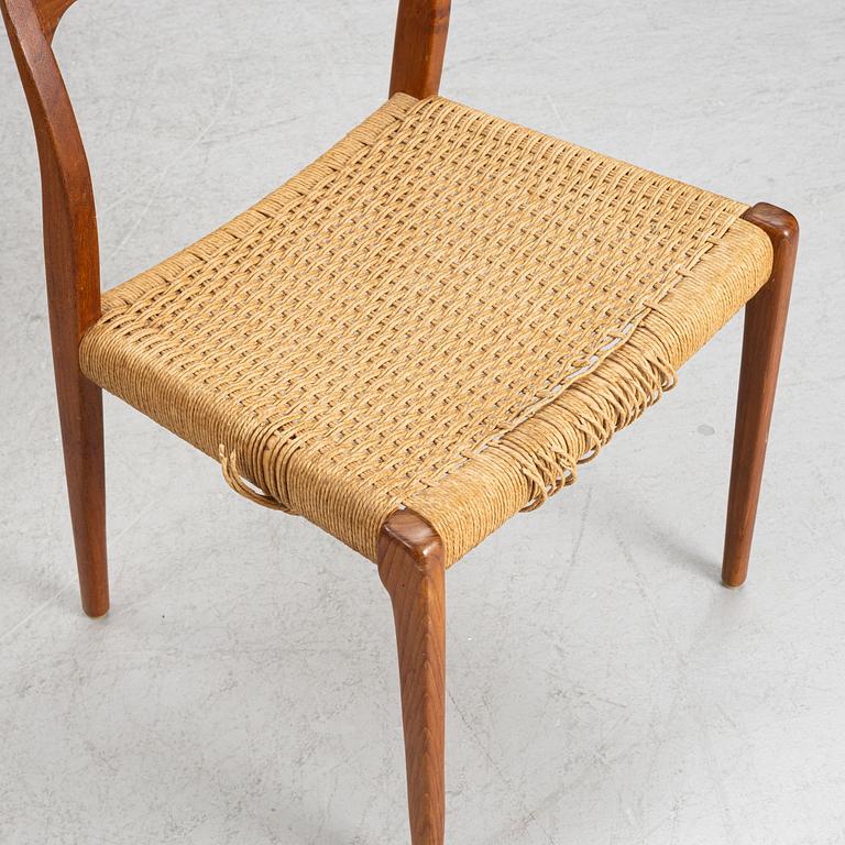 Niels Otto Møller, stolar, 6 st, modell 71, J.L. Møllers Møbelfabrik, Danmark, 1950/60-tal.