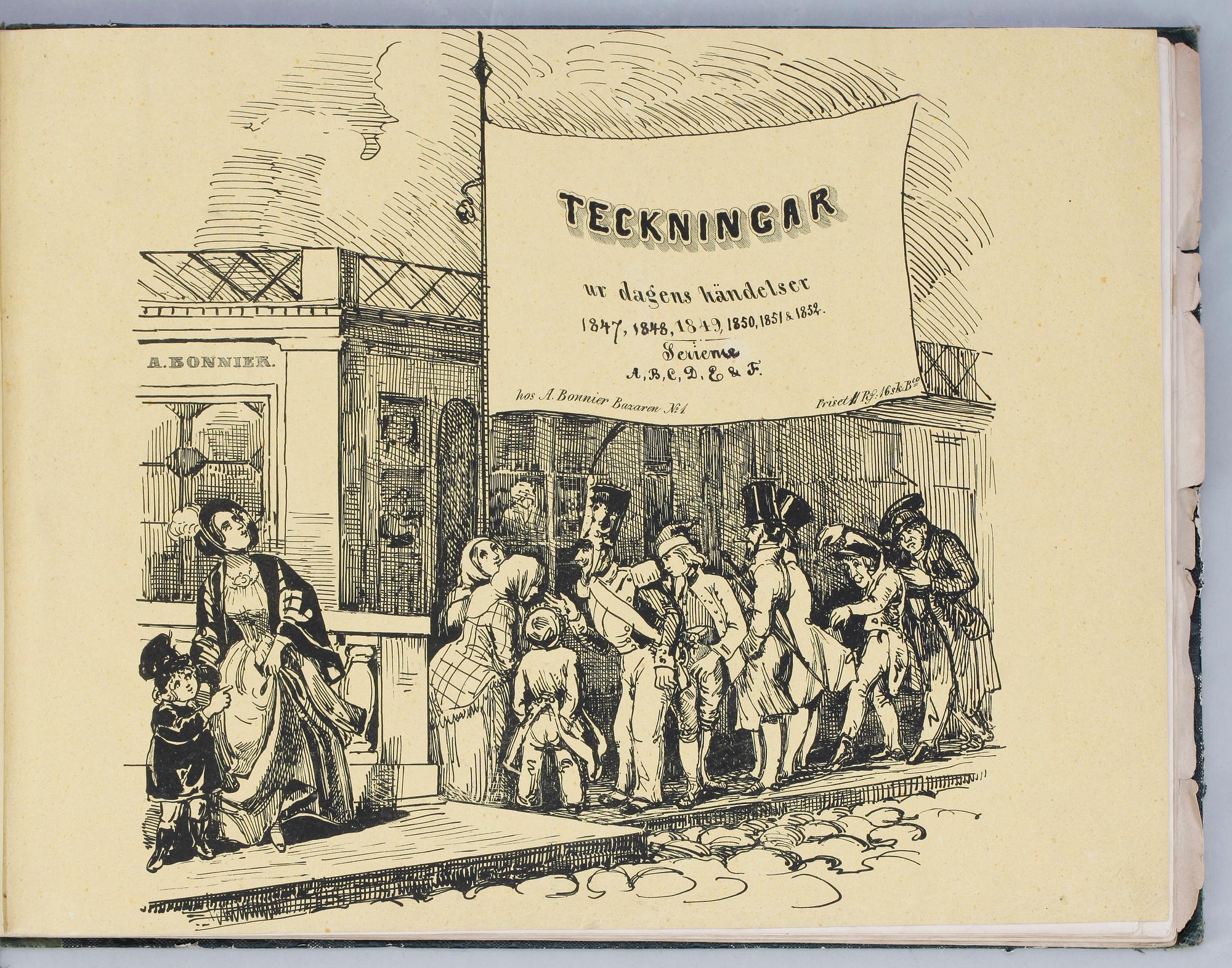 BÖCKER, 2 vol, "Teckningar ur dagens händelser 1847-1852", av F. von Dardel, Stockholm troligen 1848  resp "Skisser af reiselivet i Norge" av CF Diriks, troligen 1865-71.