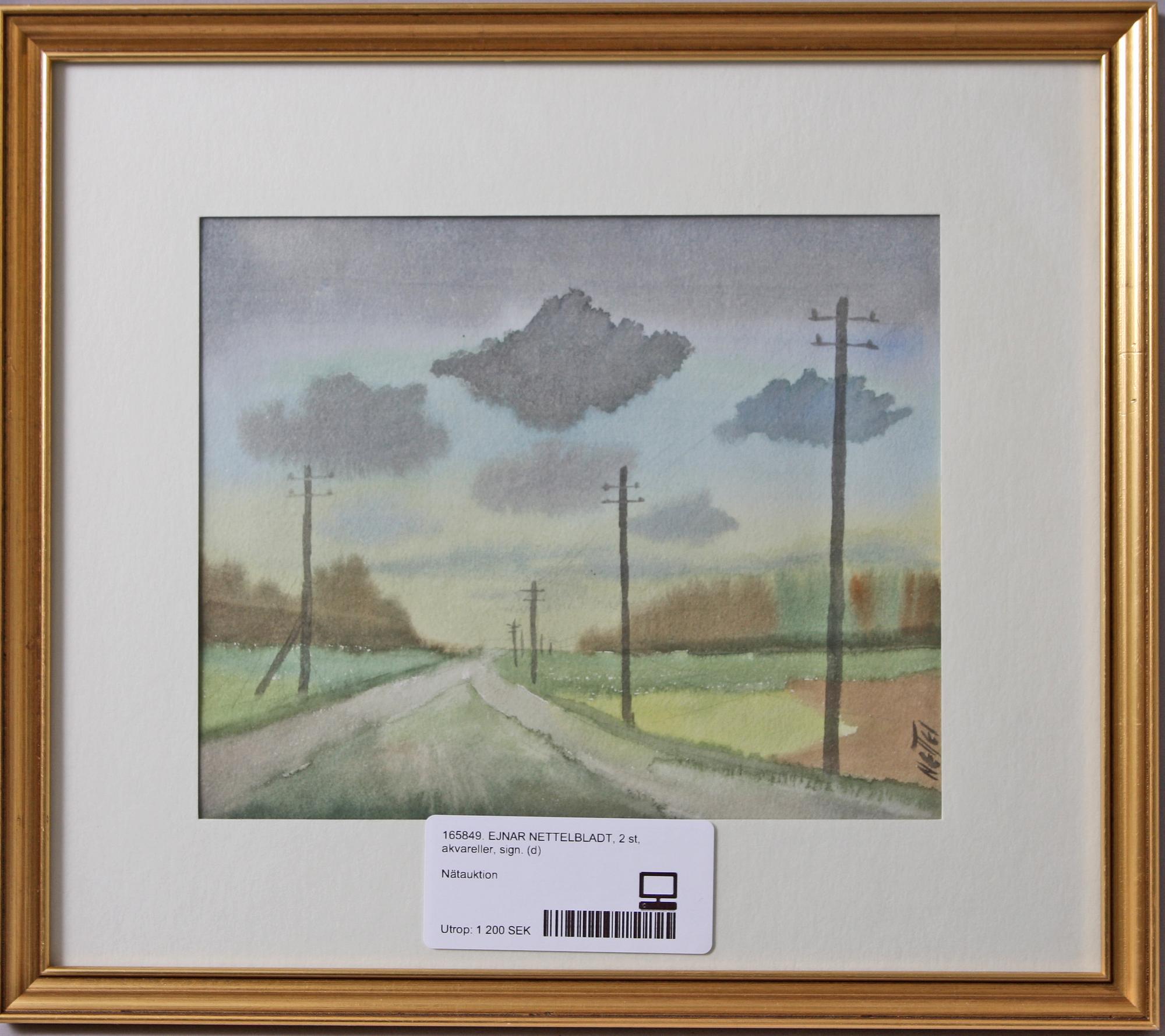 EJNAR NETTELBLADT, akvareller, 2 st, sign.