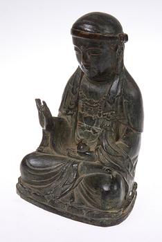 BUDDHAFIGUR, brons, Kina, troligen 1600/1700-tal.