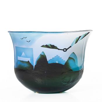 Bertil Vallien, a unique glass vase, Kosta Boda, Sweden, signed.