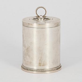 TOBAKSBURK, silver, Borgila, Stockholm, 1941. Tot vikt ca 258 g.