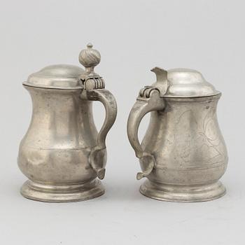 Two Swedish pewter tankards from the second half of the 18th century and 1819.