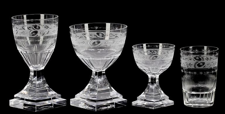 GLASSERVIS, 50 delar, empirestil, trol Kosta, 1900-talets första hälft.