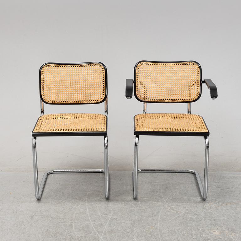 Marcel Breuer, five tubular steel 'Cesca' chairs, Knoll Studio.