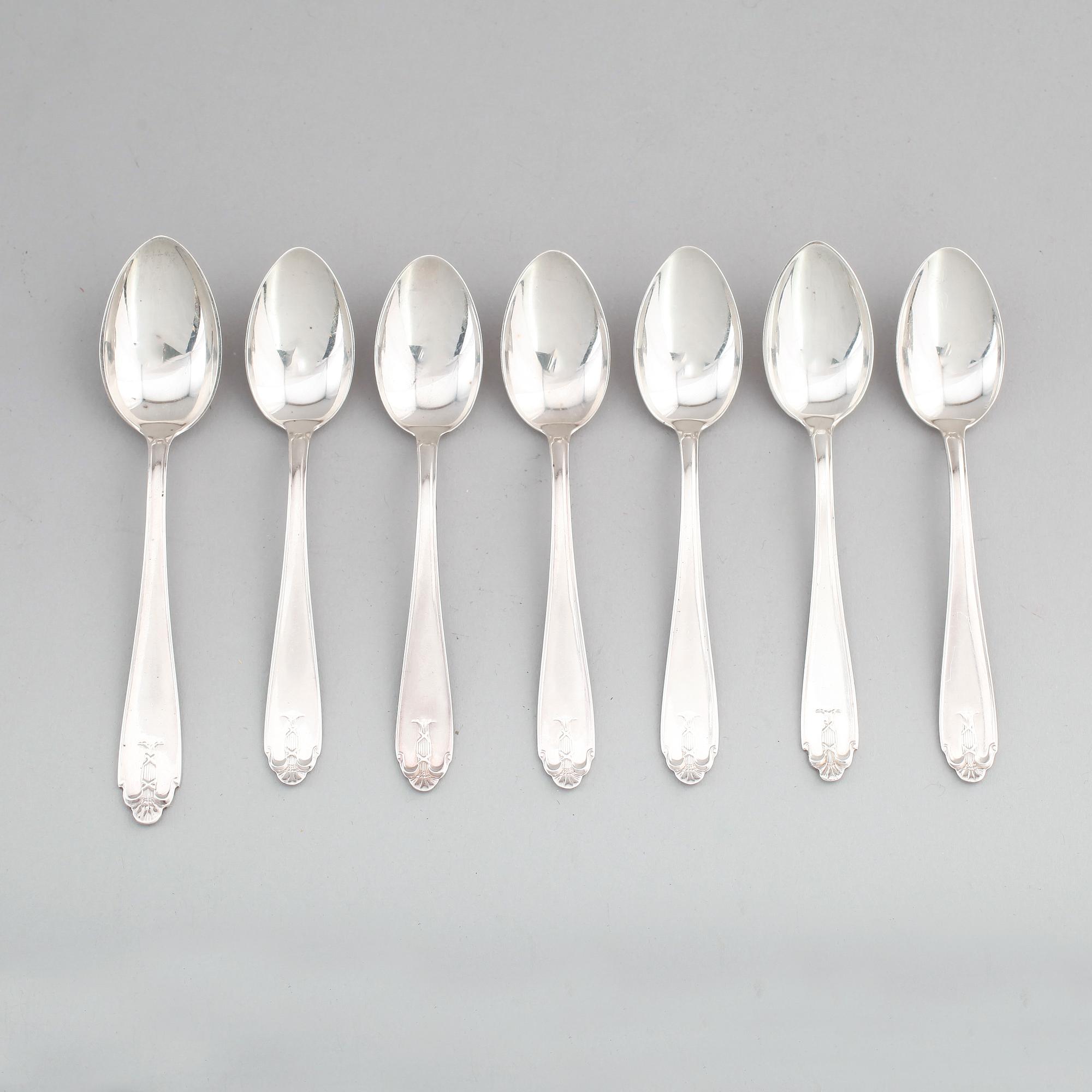 SKEDAR, 7 st, silver, "Vasa", GAB, 1900-talets första hälft. Total vikt ca 80 g.