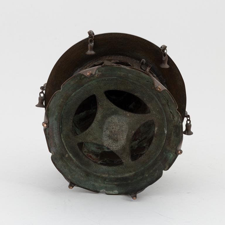 A Japanese 'Toro' bronze hanging lantern, early 20th Century.