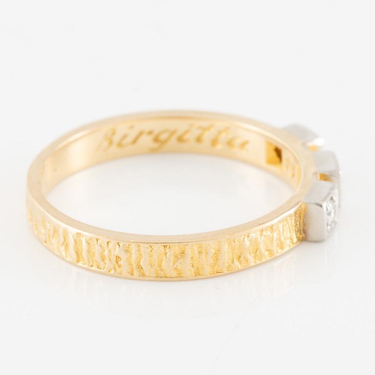 Björn Weckström ring, "Timanttikihla", 18K guld med briljantslipade diamanter, Lapponia 1973.