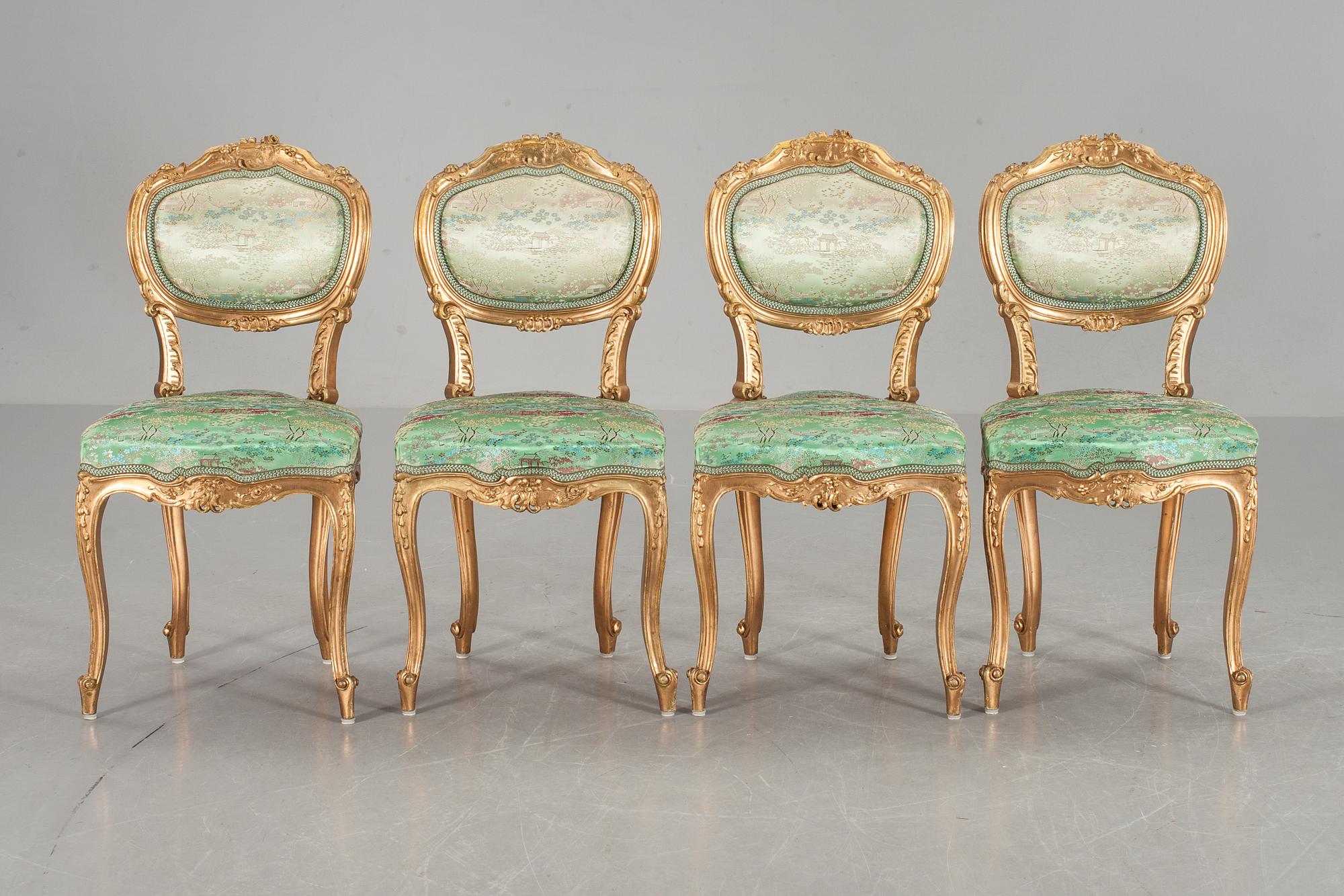 STOLAR, 4 st. Louis XV-stil. Omkring 1900.