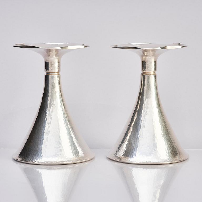 Bengt Liljedahl, a pair of silver candlesticks, Stockholm 1975.