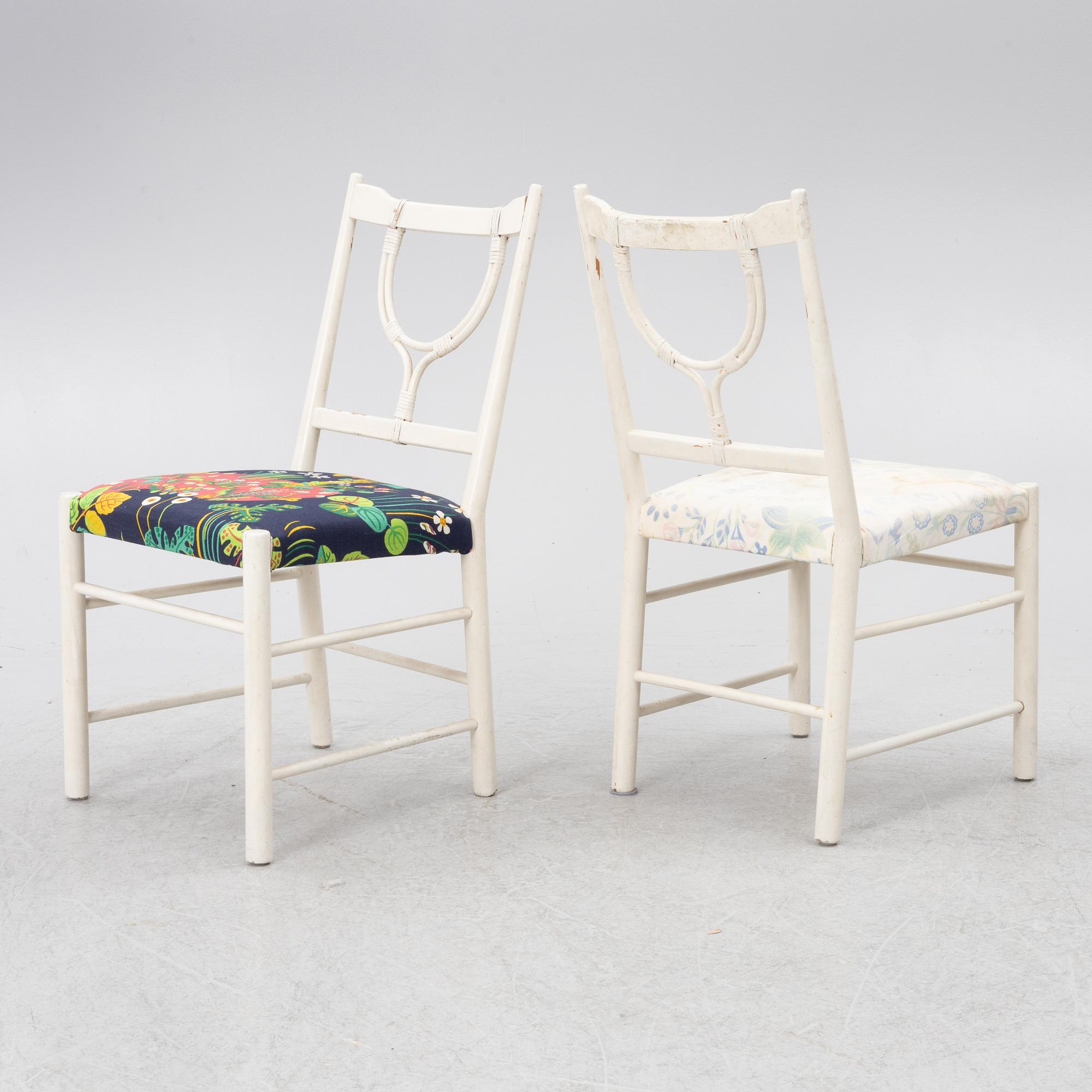 Josef Frank, a set of eight dining chairs, model B2238, Svenskt Tenn. second half of the 20th century.
