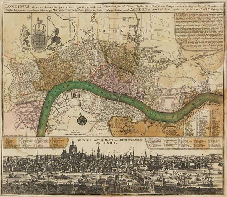 Mattheus (Matthäus) Seutter, "Prospect der Königl. Haupt und Residentz Stadt London".