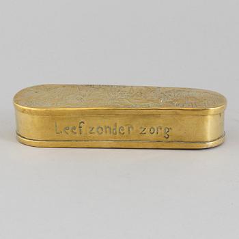 A BRASS TOBACCO BOX, netherlands, 18th/19th century.