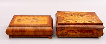 TRÄASKAR, 2 st, art deco-stil, 1900-talets första hälft.