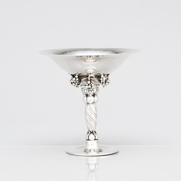 Georg Jensen, a sterling bowl on a stem, with grapes, Copenhagen 1945-77, design nr 263 A.