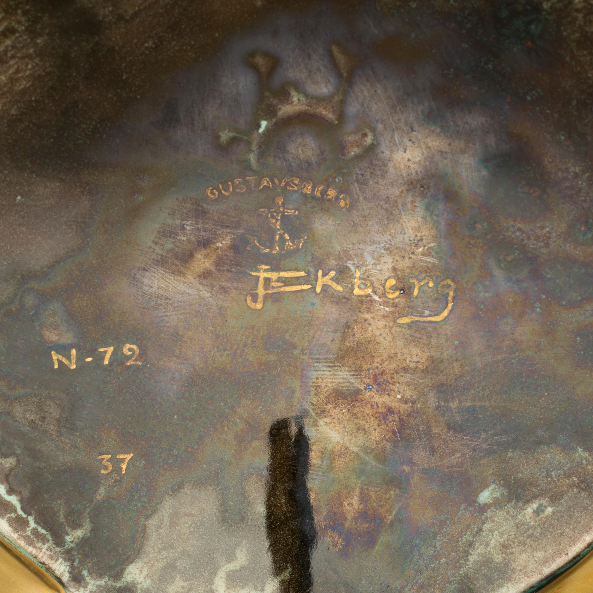 A tray and a bowl by Josef Ekberg for Gustavsberg, 1931 and probably 1937.