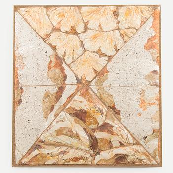 Francesca Mascitti-Lindh, a stoneware relief “As Above, So Below”, stoneware, signed F. Lindh.