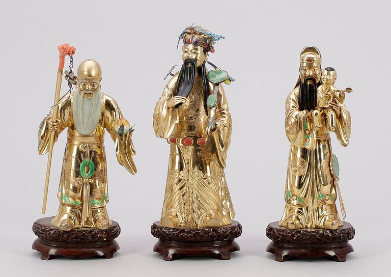 FIGURINER, 3 st, metall, Kina 1900-tal.