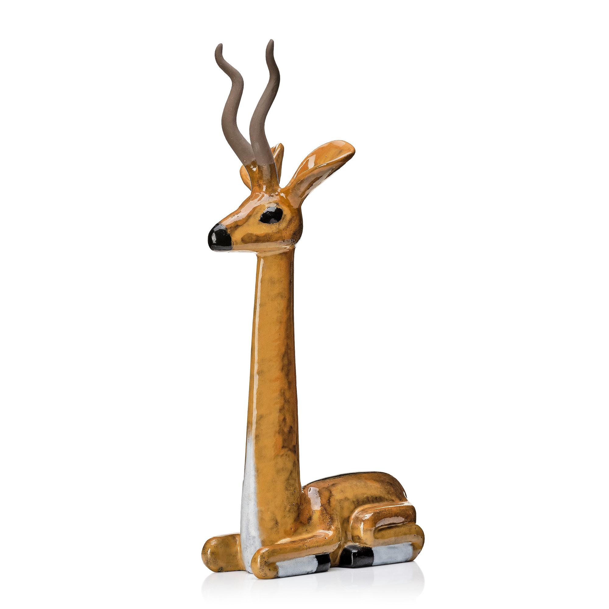 Vicke Lindstrand, a glazed ceramic sculpture of a gazelle, Upsala-Ekeby, Sweden 1948-60.