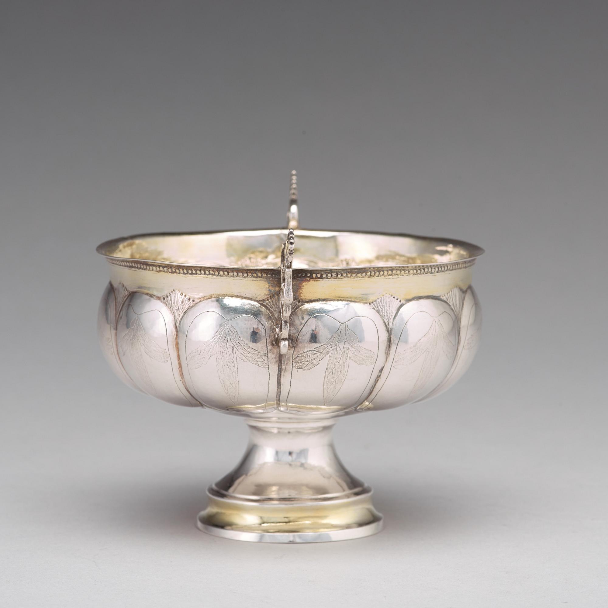 Olof Grubb, brännvinsskål, silver Hudiksvall 1800.