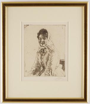 ANDERS ZORN, etching, 1912, signed in pencil.