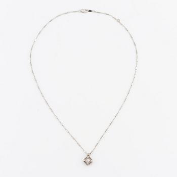 Pendant, 14K white gold with brilliant-cut diamond, with chain.