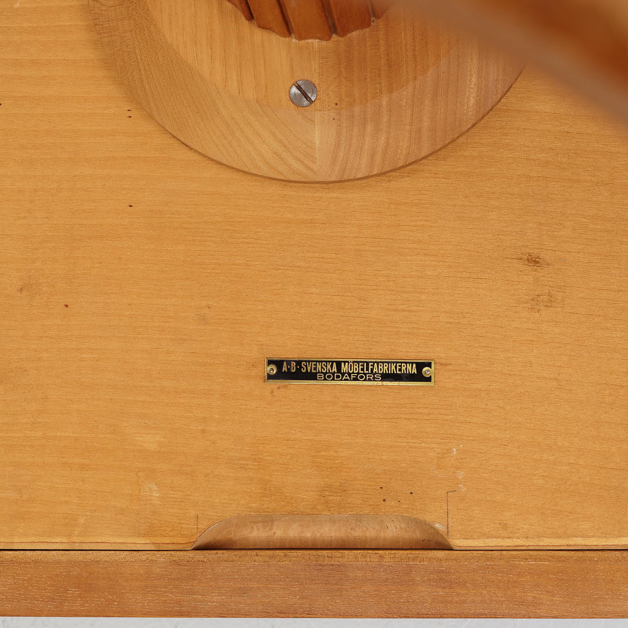 A Swedish Modern elm sewing table, Svenska Möbelfabrikerna, Bodafors, 1940's.