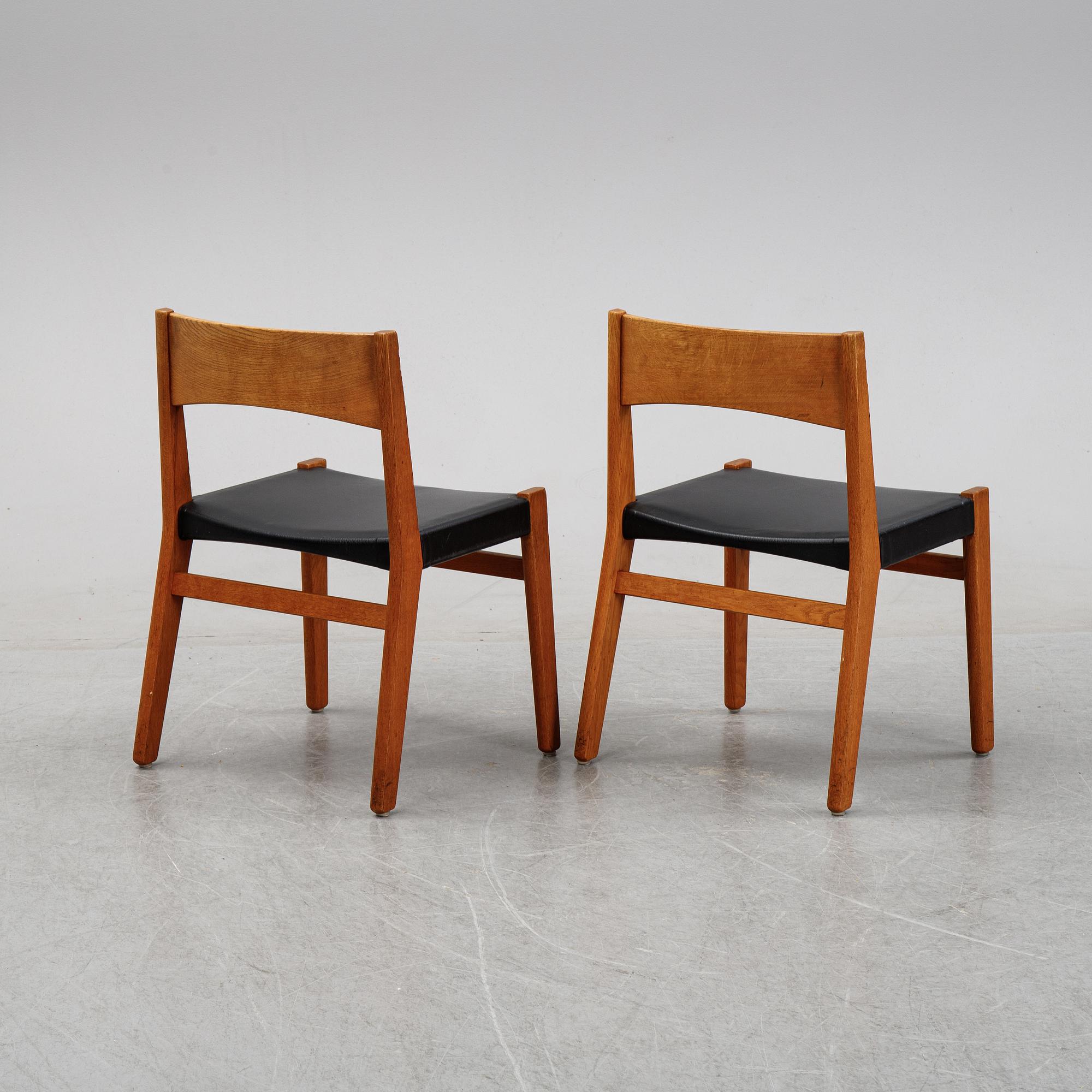 John Vedel Rieper, a set of six oak chairs, Denmark. Designed 1962.