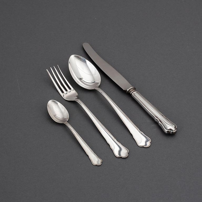 A 'Chippendale' silver cutlery, GAB, some Stockholm 1954 (48 pc).
