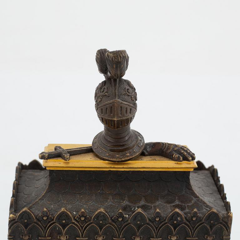 A Charles X patinated bronze and ormolu inkstand, 1820's/30's.