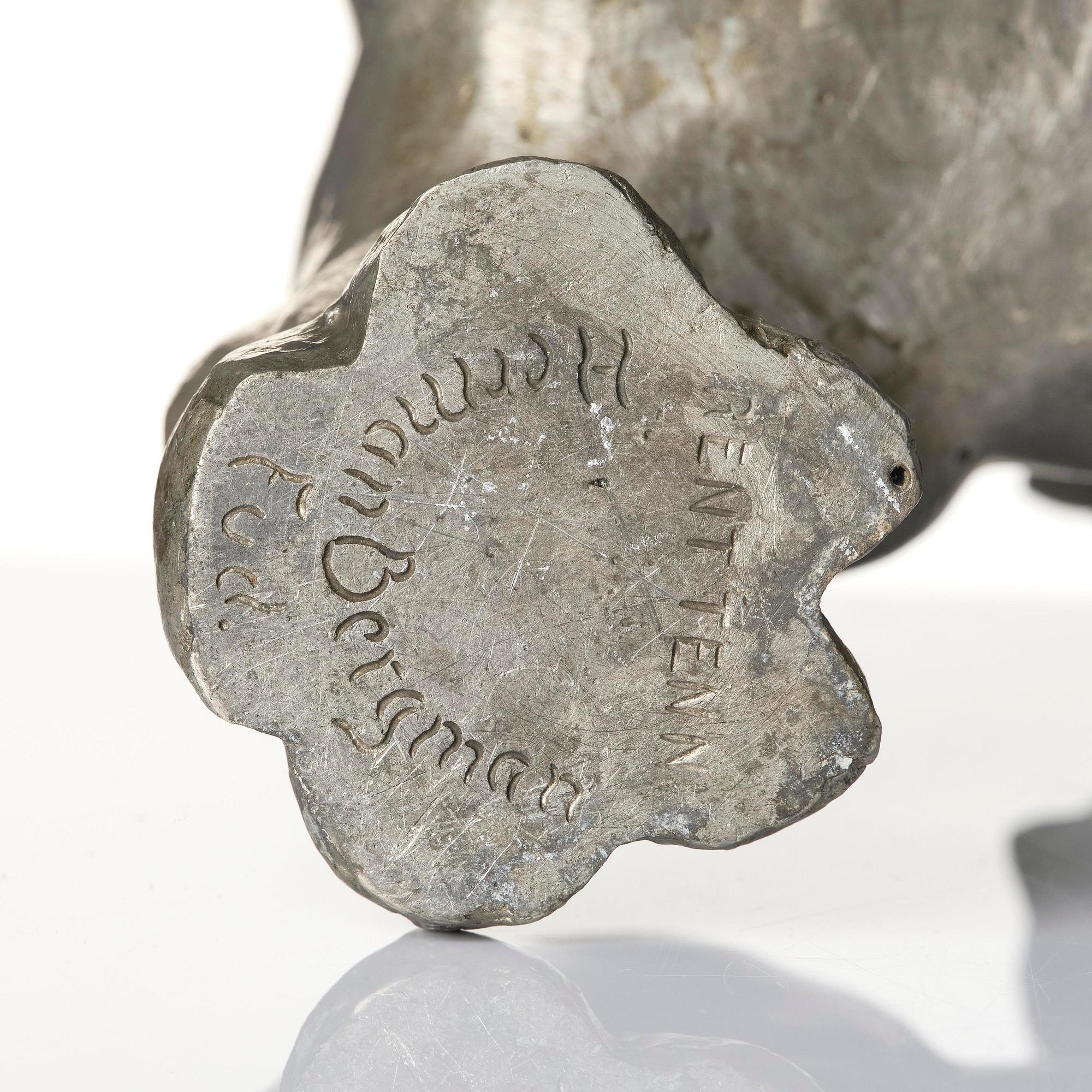 Anna Petrus, a pewter jug in the shape of a standing lion, Herman Bergman konstgjuteri, Stockholm, 1920s.