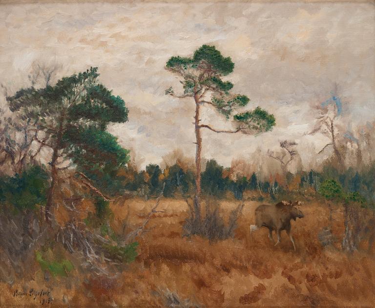 Bruno Liljefors, Autumn Landscape with Moose.