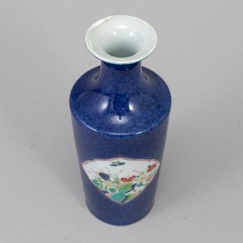 A powder blue and famille rose vase, 20th century.