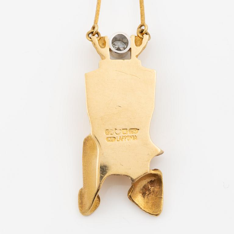 Björn Weckström, Necklace, 18K gold with opal and a round brilliant-cut diamond, Finland 1978. By Lapponia.