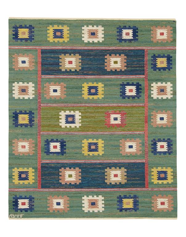 Märta Måås-Fjetterström, MATTA, "Grön äng", rölakan, ca 184,5 x 153 cm, signerad AB MMF.