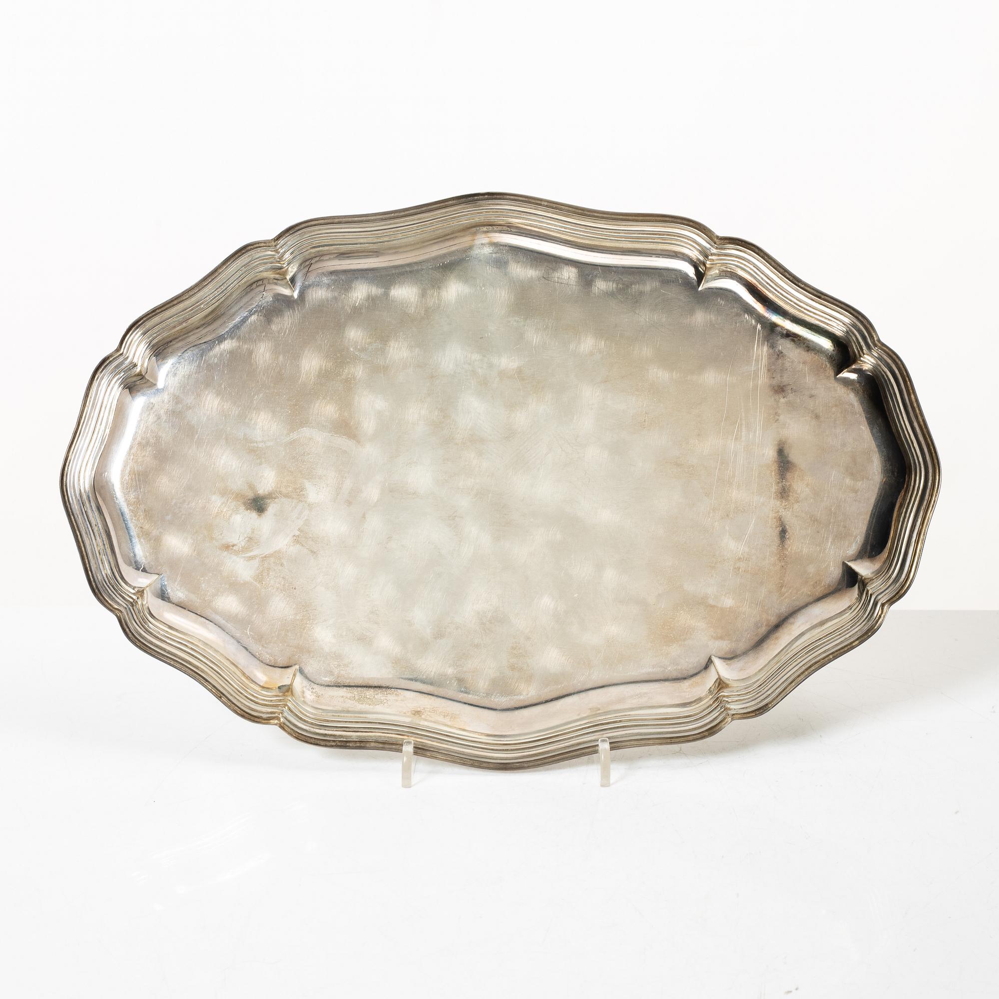 A Rococo style silver tray by C.G. Hallberg, 1939.