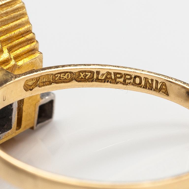 Björn Weckström, Ring "Soltemplet", 18K guld, diamanter ca 0.10 ct tot. Lapponia 1975.