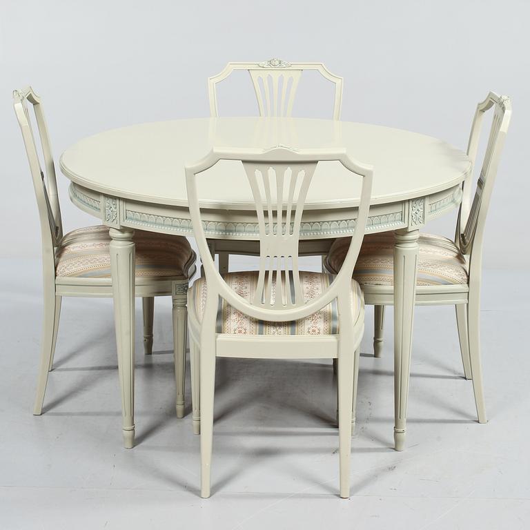 MATGRUPP, 5 delar, gustaviansk stil, 1900-talets andra hälft.