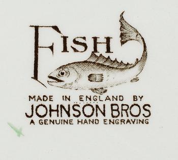 FISKSERVIS, 19 delar, porslin, "Fish", Johnson Bros, England, 1900-talets mitt.