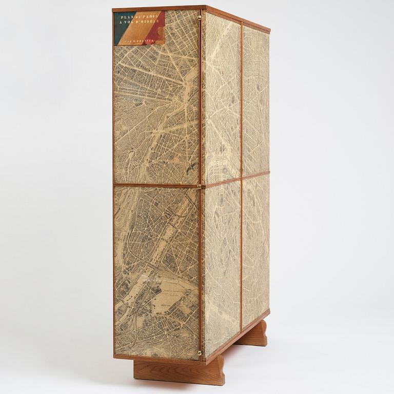 Josef Frank, a cabinet covered with Georges Peltier's 'Plan de Paris à vol d'oiseau', Svenskt Tenn, Stockholm, probably ca 1937-43.