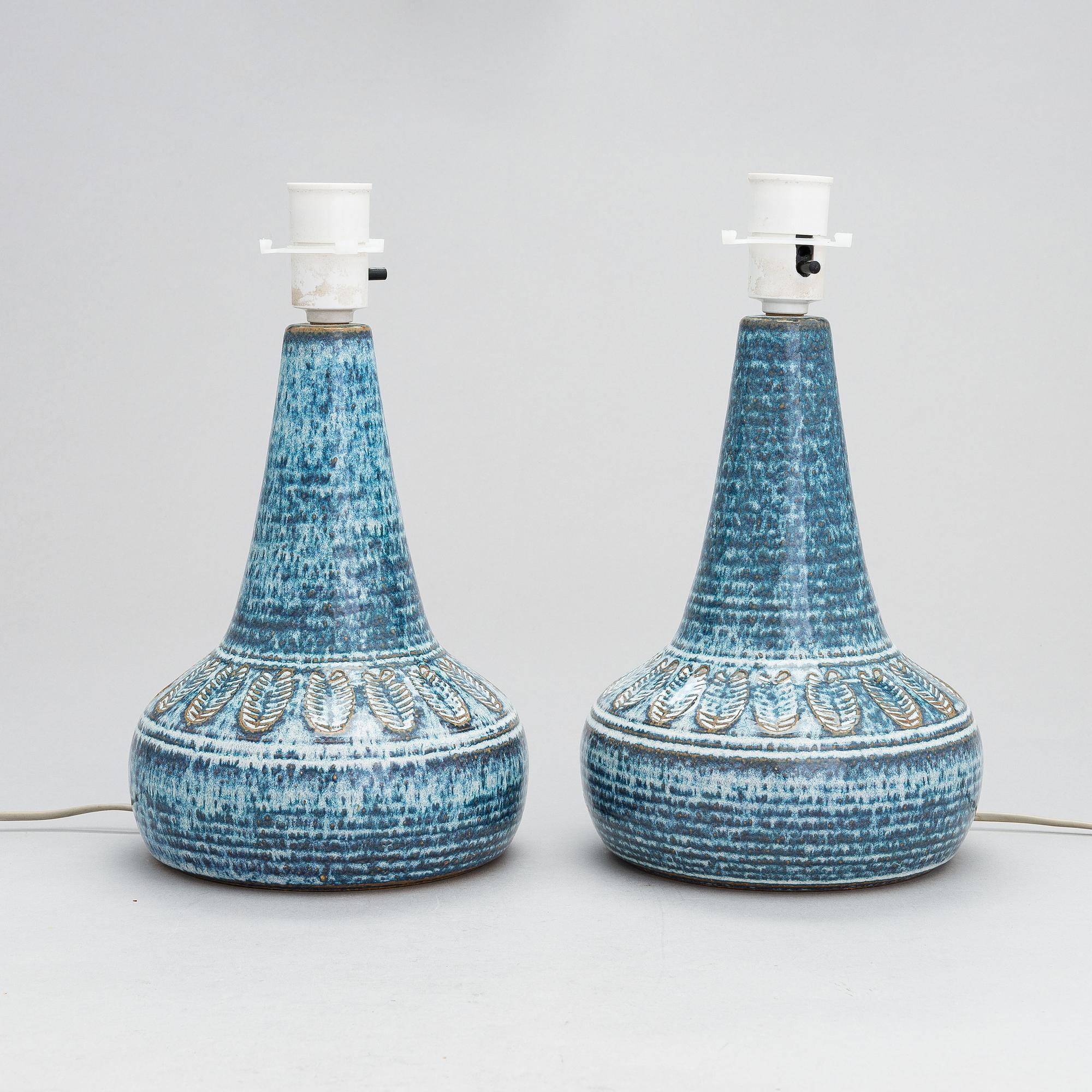 Einar Johansen Söholm, bordslampor, ett par, stengods, Danmark, 1900-talets senare del.