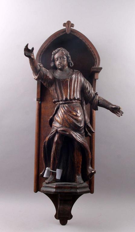 SKULPTUR, trä. 1600/1700 i senare hus.