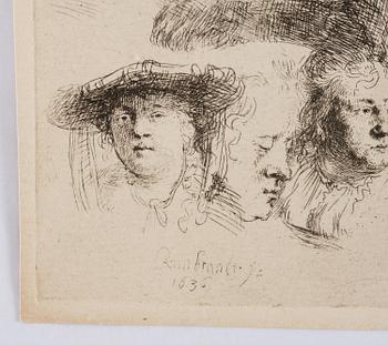 Rembrandt Harmensz van Rijn, "Head of Saskia and Others".