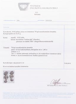 Korvakorut, 18K kultaa ja ruusuhiottuja timantteja.