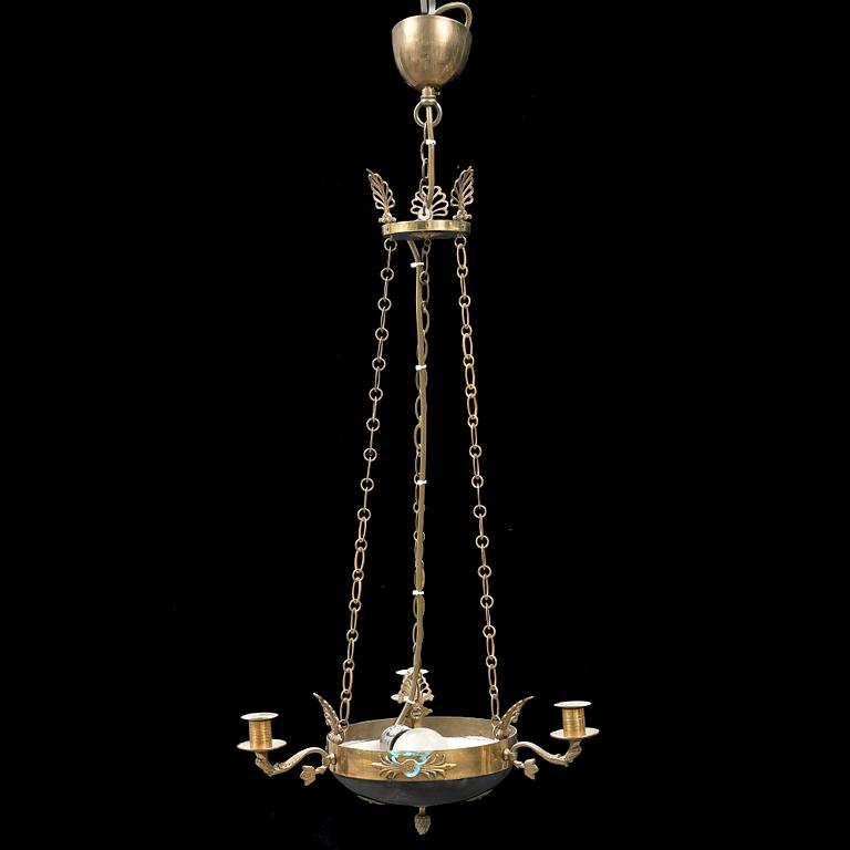 A three light hanging lamp, 20th ct.