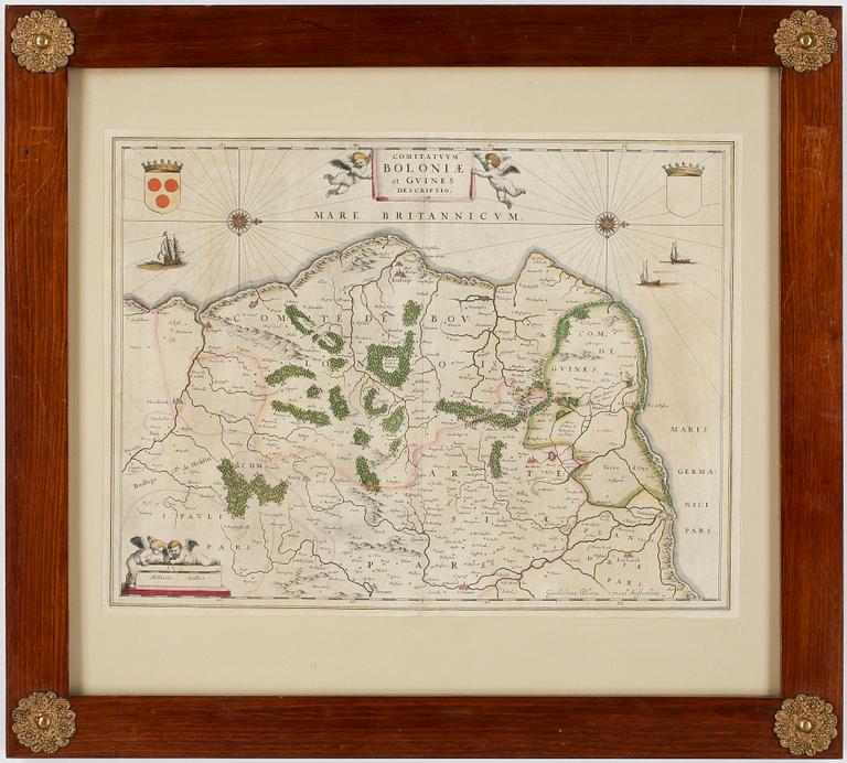 KARTOR, 4 st, bland annat "Normandia ducatus", Willem Janszoon Blaeu, ca 1635-40.