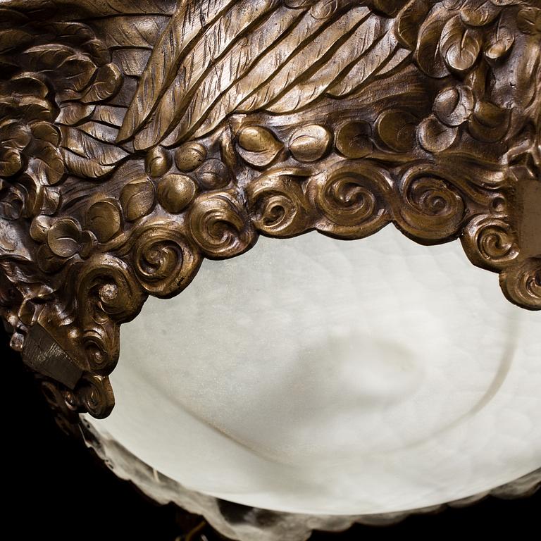 ALICE NORDIN, tillskriven, taklampa, Jugend, Böhlmarks, 1900-talets början. Höjd ca 105 cm.