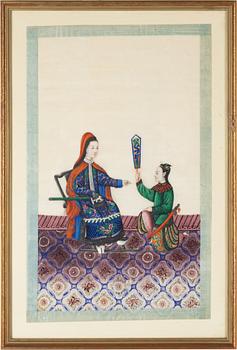 A pair of Chinese gouache paintings on ricepaper, Qing dynasty, 19th century.